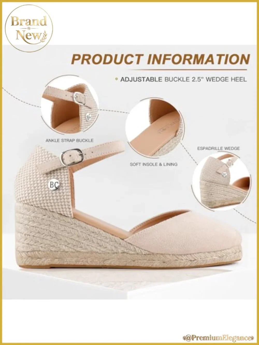 Espadrille Platform Wedge Sandals Suede - Women's Comfortable Low Heel